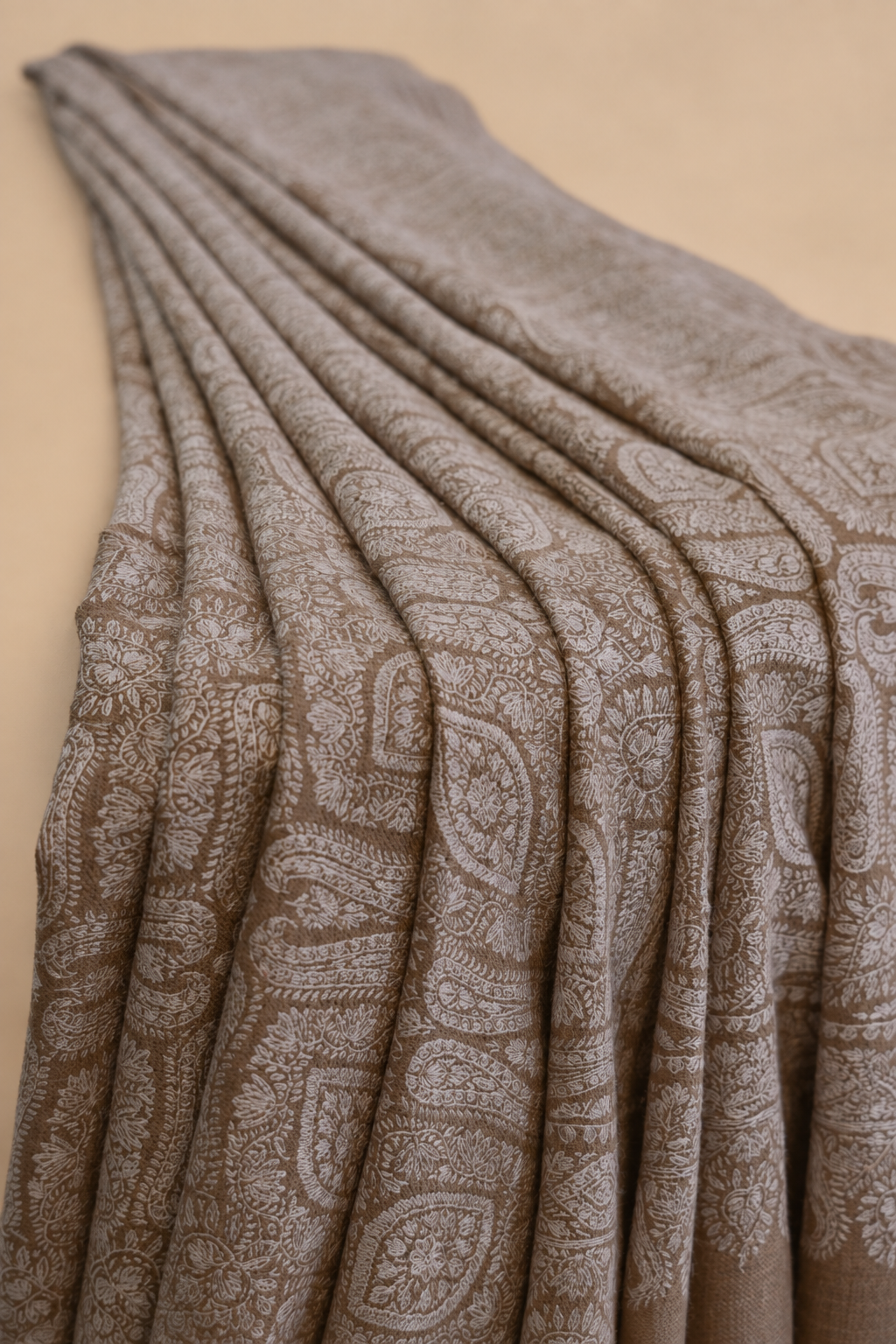Chestnut Jamawar silk embroidered Shawl