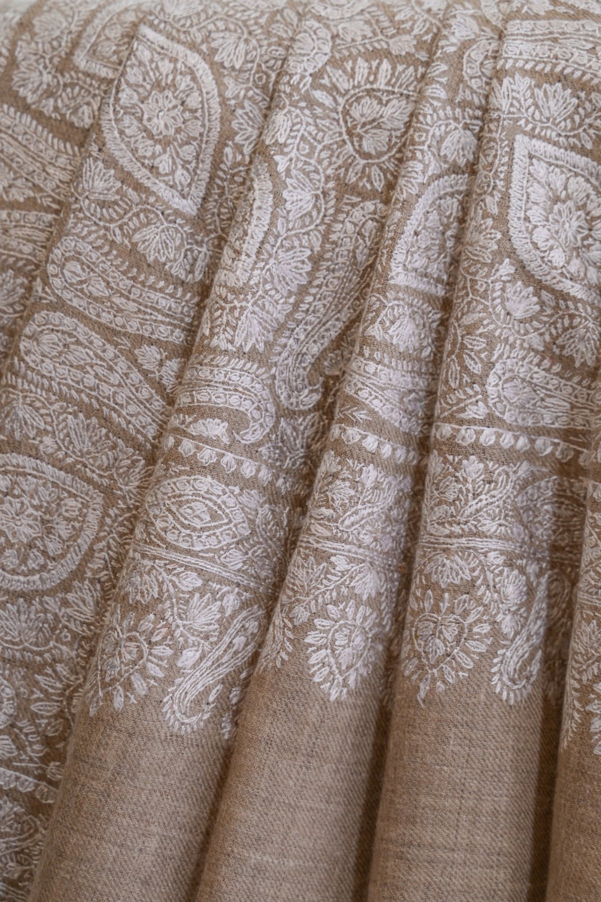 Chestnut Jamawar silk embroidered Shawl