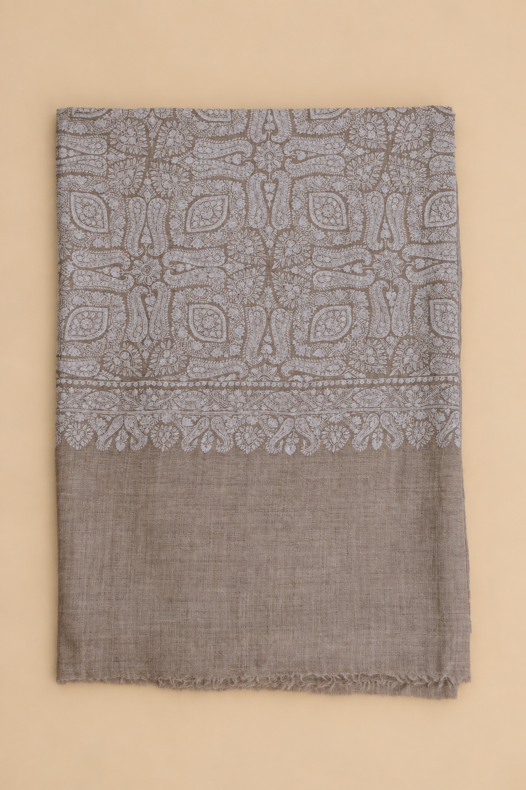 Chestnut Jamawar silk embroidered Shawl