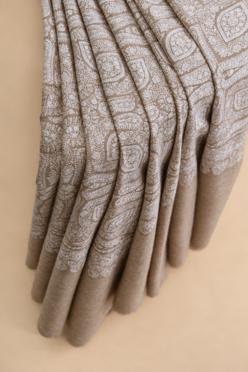 Chestnut Jamawar silk embroidered Shawl